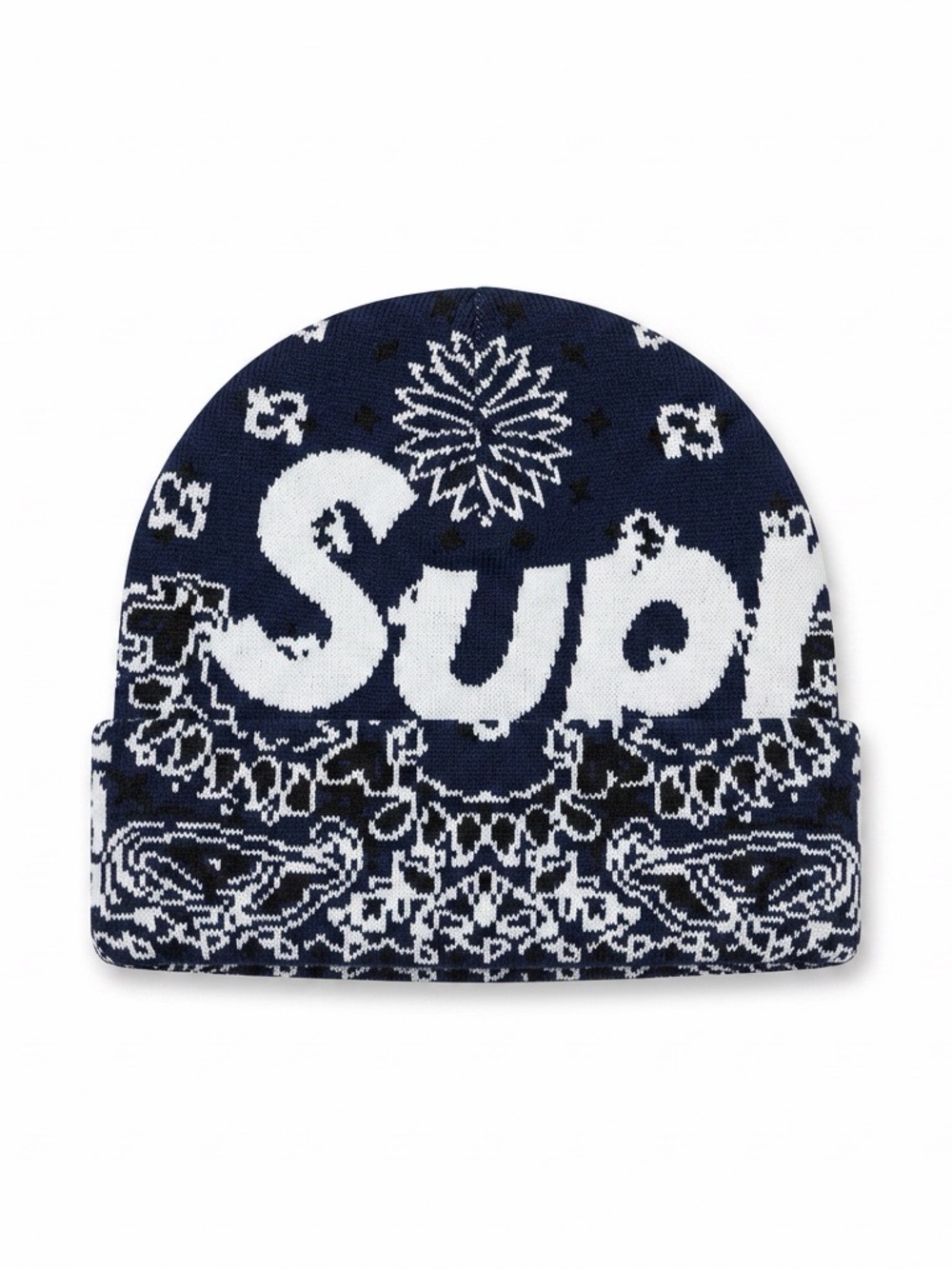 Supreme Bandana Big Logo Beanie - Navy - New